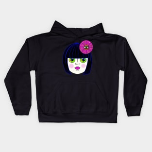 Yayoi Kusama Inspired Baby Doll-Black Hair Kids Hoodie